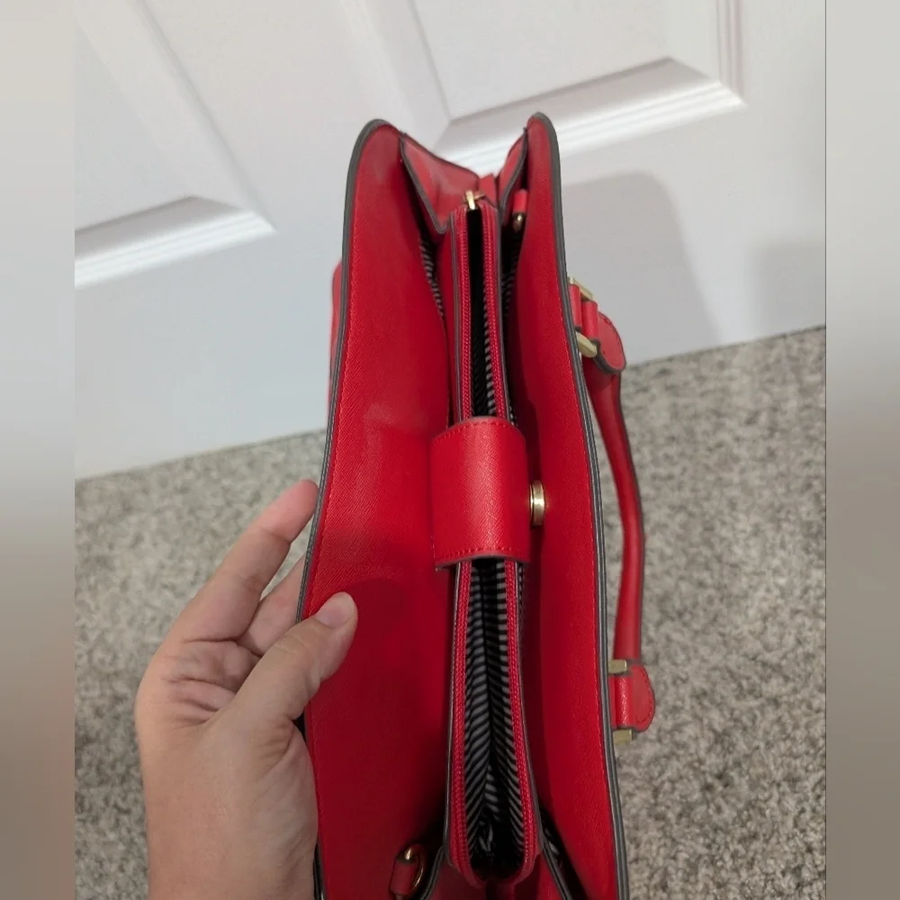Nine West Fire Orange Red Satchel Handbag with Crossbody Straps